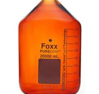 PUREGRIP® Rhino Safety Coated Glass Bottles, Amber, 20L, with GL45  Verascape, 1EA
