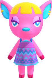 Fuchsia Is A Big Sister Deer Villager In The Animal Crossing Series She First Appeared In 2021 Animal Crossing Characters Animal Crossing Amiibo Cards Animal Crossing