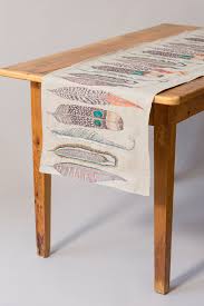 Large Feathers Embroidered Table Runner Coral Tusk Embroidered Table Runner Quilted Table Runners Table Runners