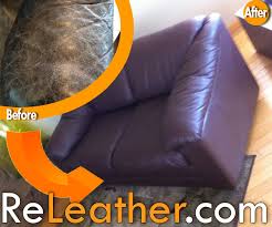 Apply the prep product to the abrasive side of a sponge and work it onto the leather sofa in circular motions. Releather Testimonials