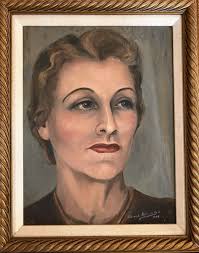 Clarice Akin Holloway, Texan (1905-1989) Oil Painting “Portrait of a Lady”  1946