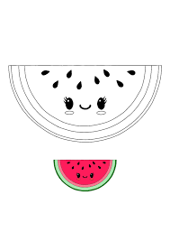 Kids will enjoy filling the fruit images with their favorite colors. Kawaii Watermelon Coloring Page With Sample Kawaii Watermelon Watermelon Coloring Page Kawaii Coloring Pages
