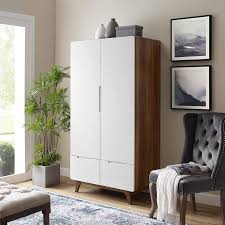 Walnut credenza designed by kipp stewart and stewart mcdougall for glenn of california, 1960s. Amazon Com Modway Origin Contemporary Mid Century Modern Wardrobe Cabinet In Walnut White Furniture Decor