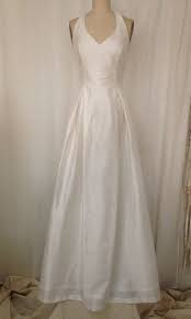 Off White Simple Halter Wedding Gown With Full A Line Skirt Etsy Wedding Gown Halter Halter Wedding Dress Homemade Wedding Dresses