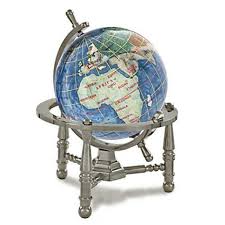 Alexander Kalifano Gnt80as Mb 3 In Gemstone Globe With Antique Silver Nautic Ebay In 2020 Globe Nautical Blue World Globes