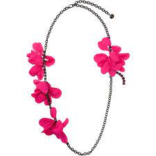 Lanvin Multiple Flower Necklace Fuchsia Necklace Blossom Jewelry Flower Jewellery