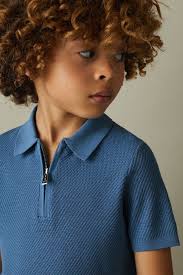 Reiss Ivor Textured Half-Zip Neck Polo Shirt