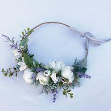 White Roses Flower Crown Faux White Roses And Succulents Etsy Purple Floral Crown Flower Crown Wedding Bridal Floral Crown