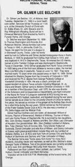 Obituary for LEE GILMER BELCHER