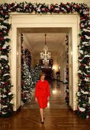 Mrs Laura Bush Walks From The White House Cross Hall Into The East Room Wednesday Dec 3 2008 To White House Christmas Tree White House Christmas Holiday