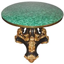 Expressive Italian Malachite Table Furniture Wooden Accent Table Table