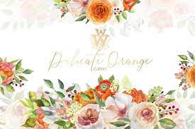 Watercolor Orange Flower Border Flower Border Watercolor Splash Floral Watercolor
