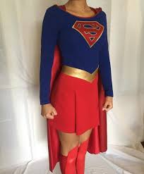 Supergirl Costume With Cape Custom Made Sizes Xs M Etsy Supergirl Costume Supergirl Costume Diy Diy Superhero Costume