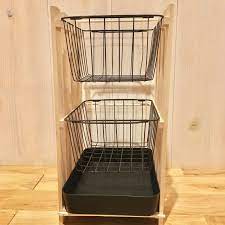 あらっ ぴったりフィット ワイヤーバスケットとすのこでラックができたぁ インテリア 収納 収納棚の作り方 100均 収納 キッチン