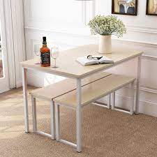 Euroco 3 Piece Dining Set Kitchen Table With 2 Benches Walmart Com Contemporary Home Furniture Kitchen Table Bench Kitchen Table Settings