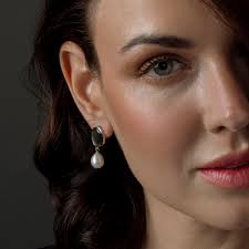 Worn Freshwater Black Pearl Earrings White Freshwater Pearl Black Mother Of  Pearl Nina Earrings