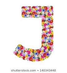 J Letter Of The Alphabet In Different Flowers Isolated On White Background Alphabet Harfler Illustrasyon