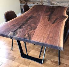 Custom Live Edge Walnut Table With Steel Legs And Oil Finish Email Us Info Jeffmackdesigns Com Walnut Diningtable Interiorde Dining Table Walnut Table Table