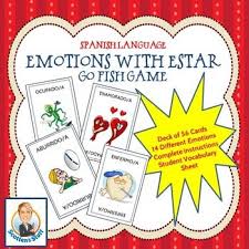 Adjectives Used With Estar Emotions Card Game Emotions Cards Emotion Words Card Games