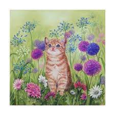 Trademark Fine Art Ginger Kitten In Flowers Canvas Art By Janet Pidoux Walmart Com Ginger Kitten Art Trademark Fine Art