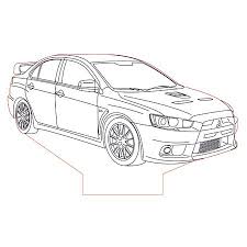 Mitsubishi Evo X Set 3d Illusion Lamp Plan Vector File For Laser And Cnc 3bee Studio Mitsubishi Evo Lowrider Drawings Evo X