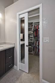 Mirrored closet doors are commonly used in a lot of homes for their practicality. Love This Sliding Door Good Idea For A Door To And From The Bathroom And The Bedroom Mirror Closet Doors Pocket Doors Home Remodeling