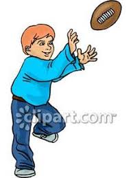 A Boy Ready To Catch A Football - Royalty Free Clipart Picture