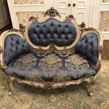 Sold Rococo Furniture Gold Sette Tufted Black Leather Etsy Baroque Furniture Rococo Furniture French Chairs