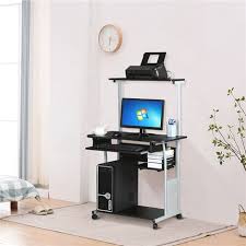 Kleine, einfache tische für kleine zimmer finden sie genau so in unserem sortiment wie große tische mit integrierten regalen. Schreibtisch Computertisch Burotisch Mit Druckerregal Und Tastaturablage Pc Laptop Tisch Fur Kleine Raume Schwarz