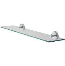 This shelf features a brass railing. Croydex Pendle Chrome And Clear Toughened Glass Zinc Alloy Flexi Fix Pendle Glass Bathroom Shelf 590 X 135 X 54mm Bathroom Shelves Screwfix Com