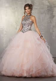 Prenses Model Abiye Pembe Uzun Halter Yaka Islemeli Tul Katli Etek On Bes Yas Partisi Elbiseleri Balo Elbisesi Quinceanera Dresses