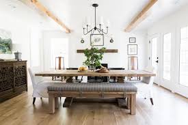 Create coziness in your farmhouse dining room with layers of natural wood tones combined with woven jute accents. 30 Farmhouse Dining Room Ideas