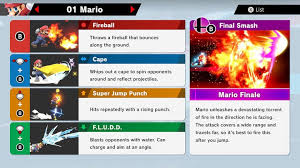 mario super smash bros ultimate unlock stats moves