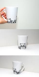 Painted Cat Coffee Mug Tazas Gatos Chat Handpainted Cup Cat Lover Gift Tasse Katze Cup Taza Gato Painted Coffee Mugs Tea Cups Diy Mugs