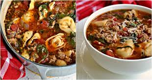Tortellini Soup With Sausage And Arugula Recipe In 2020 Italian Sausage Soup Tortellini Soup Italian Soup