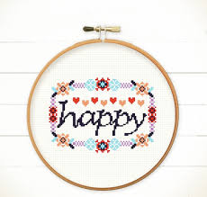 A color printer works best for this, so you can easily select colors. Cross Stitch Pattern Pdf Happy In Floral Frame Instant Download Redbear Design Online Store Powered By Storenvy