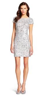 Adrianna Papell Short Sleeve Sequin Cocktail Dress Silver Final Sale With Images Cocktail Dress Classy Sequin Cocktail Dress