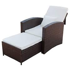 Patiopost Recliner Chair Push Back Club Outdoor Living Room Single Sofa Padded Patio Seat Furniture Patio Chaise Lounge Patio Seating Outdoor Living Room