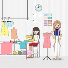 Cartoon Character With Fashion Designer Job In Fashion Or Sewing Studio Room Horizontal Banner Tailor Shop Conc Fashion Design Jobs Sewing Studio Fashion Jobs