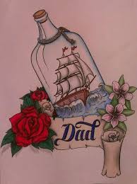 Drawing For My Dad He Worked On The Fishing Boats When I Was A Kid Dad Drawing Gift Drawing Fishing Boat Tattoo