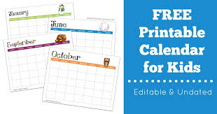 free printable calendar for kids editable undated my joy filled life