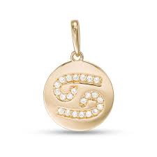 Stainless steel cancer astrology zodiac symbol charm necklace or keychain. Cubic Zirconia Cancer Zodiac Sign Disc Necklace Charm In 10k Gold Piercing Pagoda