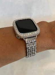 Apple watch bands™ luxury diamond bling butterfly bracelet strap. Iced Out Apple Watch Band Silber Bling Apple Watch Bezel Lab Etsy