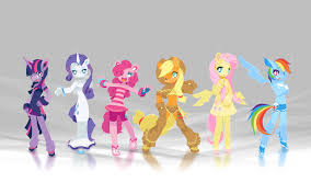 Anime Ponies Twilight Sparkle Rarity Pinkie Pie Applejack Fluttershy Rainbow Dash My Little Pony Friendship