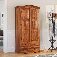 Latitude run® upgrade your closet and give your space a makeover with the corner wardrobe armoire, a piece that offers extra room for tucking away your things and looks even better while doing it. Crawford Rustic Solid Wood Clothing Armoire Wardrobe With Drawers