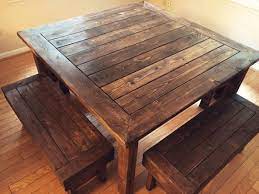 Square Farmhouse Table And 4 Benches Farmhouse Kitchen Tables Square Kitchen Tables Square Farmhouse Table