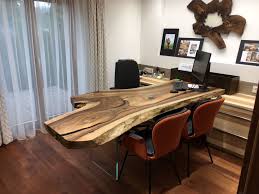 Wooden Office Table And Wall Piece Walnut Wood Woodworking Table Massive Office Interior Grain Resin Epoxy Holztisch H Office Table Table Furniture
