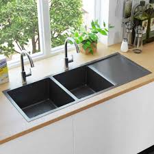 16 gauge t304 stainless steel. Vidaxl Handmade Kitchen Sink With Strainer Black Stainless Steel For Sale Online Ebay