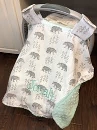 Personalized Baby Carseat Canopy Monogram Car Seat Cover Carseat Blanket Baby Boy Canopy Monogrammed Cover Woodland Bears Arrows Baby Carseat Canopy Baby Car Seats Car Seats
