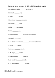 Verbos Con Ser Y Estar Ejercicios De Espanol Ensenando Espanol Ejercicios Para Aprender Espanol